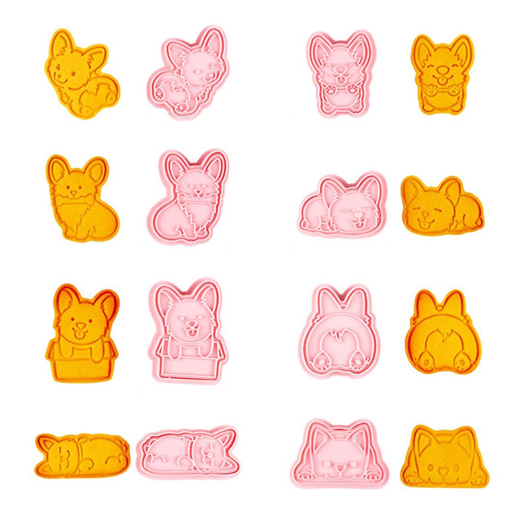 Biscuit Mold Cute Cartoon Corgi Dog Shape Eco-Friendly 3D Printing Baking Gadgets Cookie Cutter Cookie Mold Plastic Mold