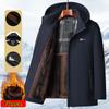 Hooded Fleece Lining Men's Winter Jacket Coat Parka with Zipper Pockets Korean Winter Jackets for Men's Winter Coats Black