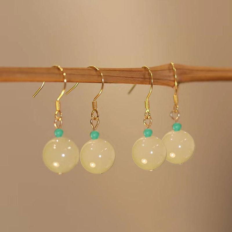 Серьги Shengsheng Slow Hetian Jade — это маленькие и универсальные серьги, нишевый дизайн, элитный стиль, древний стиль