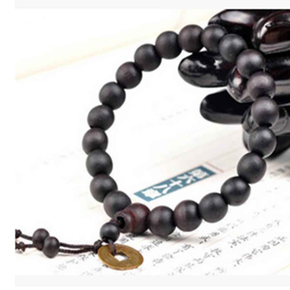 Women Charm Wrist Bracelet Buddha Beads Wood