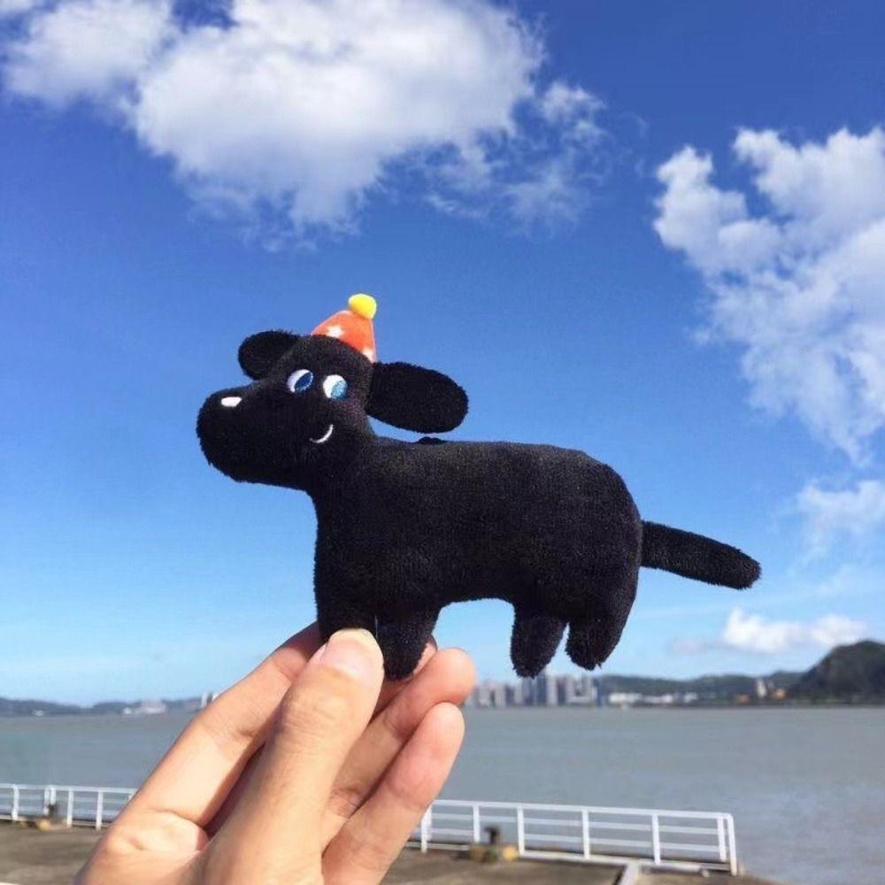 Korean Style Black Dog Keychain Backpack Charms Plush Doll Toy Cute Christmas Puppy Pendant Women