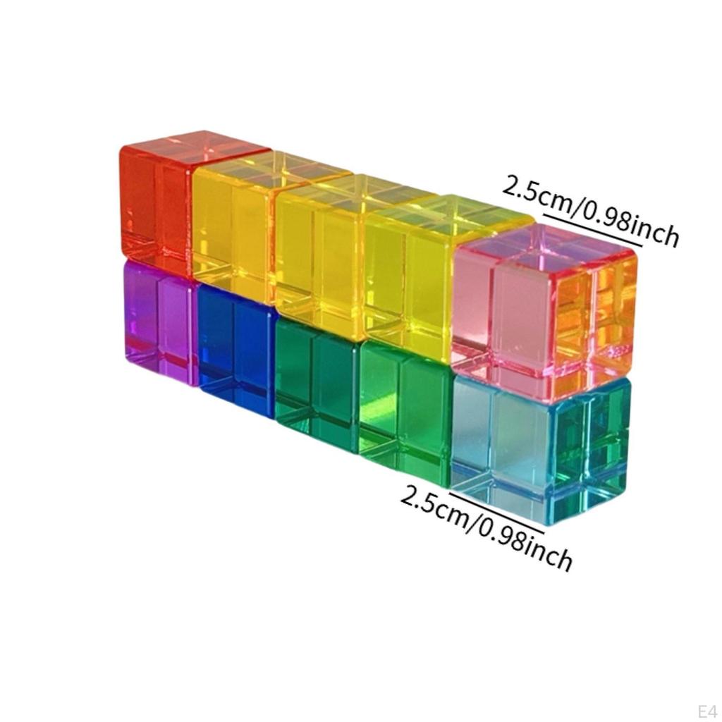 Building Blocks SE Educational Toys Colorful Training Rainbow Acrylic GEM Cubes for Ages 3-6