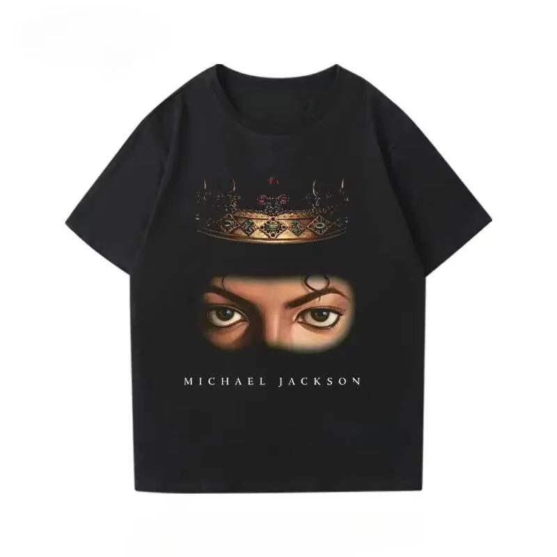 Майкл Джексон MJ Король Поп-музыки Новая Унисекс Футболка Унисекс Круглый Вырез Хлопок Короткий Рукав Y2k Мода Популярная Футболка2026
