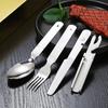 4-in-1 Portable Stainless Steel Camping Spoon, Fork, Knife and Can/Bottle Opener, Military Camping Utensils
