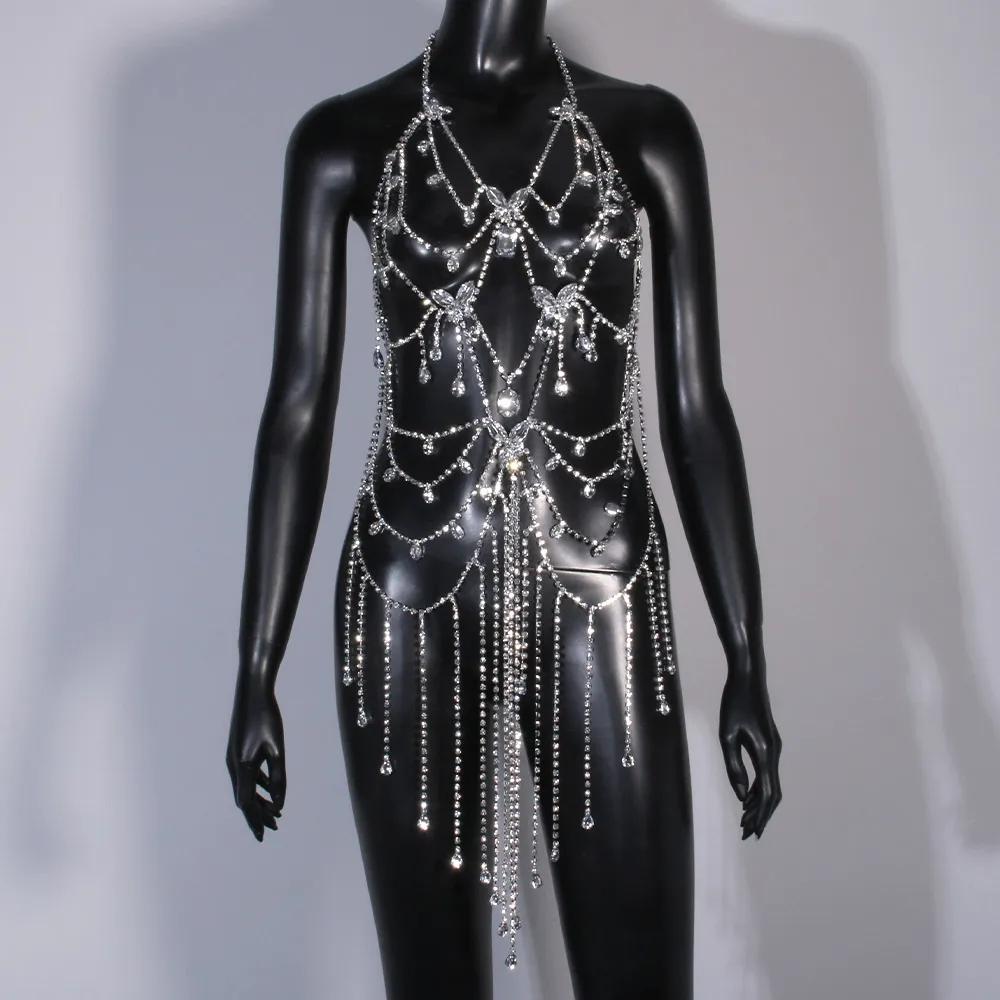 Юбка-бабочка с бахромой, топ, женский бюстгальтер, ювелирное платье, стразы, новый летний кулон, купальный сексуальный боди, трусики, бикини для плавания 2023