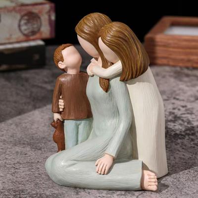 Статуэтка «Мать и дети», расписанная вручную, статуэтки «Мать и двое детей», скульптура из смолы «Мать, сын, дочь», подарок на День матери, день рождения, годовщину