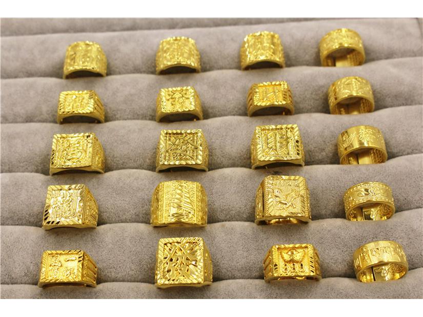 Вьетнамское латунное позолоченное мужское регулируемое кольцо с мантрой из шести слогов: Украшения, вдохновленные европейскими монетами