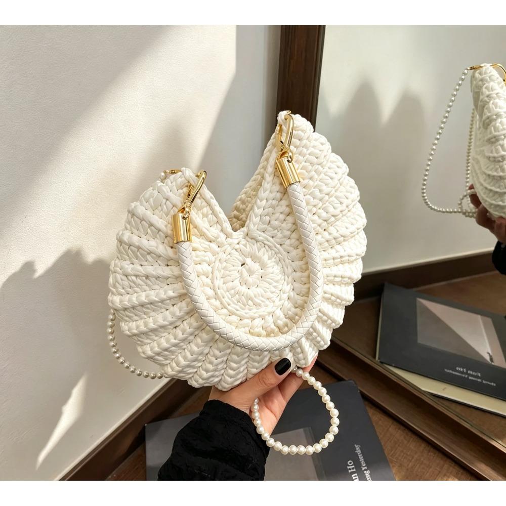 Handmade Woven Seashell Crossbody Bag for Women with Shoulder Strap - Ready-Made Beach Conch Purse, Available in Multiple Colors