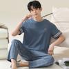 Summer Men's Pajamas Short Sleeves Long Pants Pijamas Suits Thin Sleepwear Can Be Worn Outside Cotton Home Wear Sports Pyjama