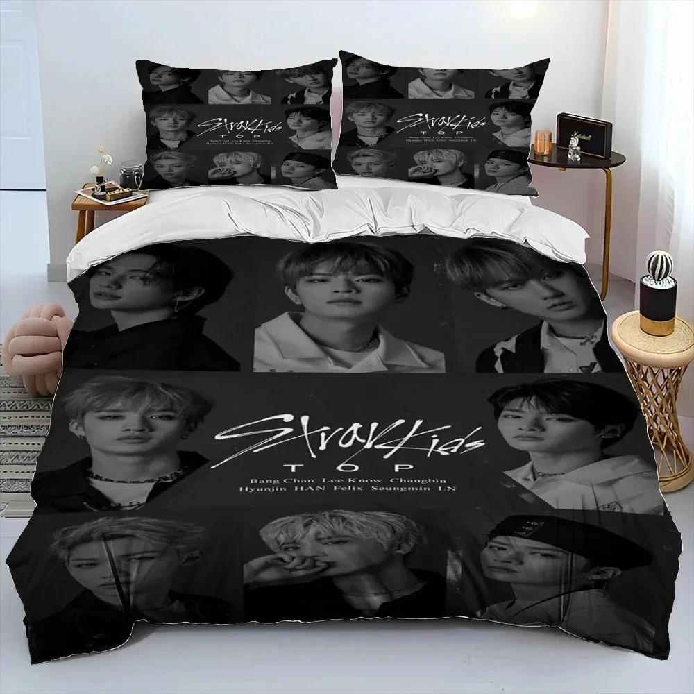 3D Stray Kids Kpop Singer Star Комплект постельного белья, пододеяльник, комплект постельного белья, наволочка, размер King Queen Twin для мальчиков и девочек взрослых