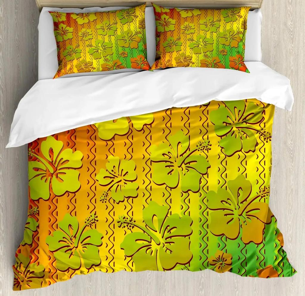 Комплект пододеяльника Раста, Лев Флаг Растафари Джунгли Регги Постельное белье Арт Красочный Культурный Фольклорный Принт Комплект пододеяльника