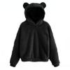 Cute Fluffy Rabbit Ears Hooded Sweater Autumn Solid Color Warm Sweater Plus Size Long-sleeved Pullove Sweatershirts