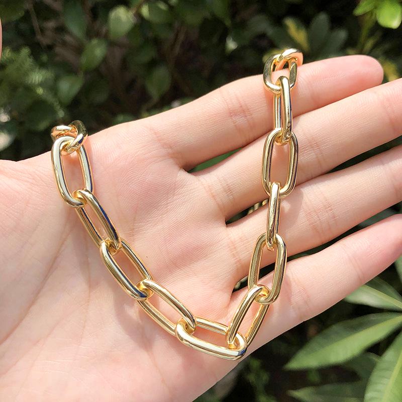 Ювелирные изделия Холодный ветер Преувеличенная толстая цепь, Ожерелье Хип-хоп Личность Толстая цепь Ожерелье ручной работы