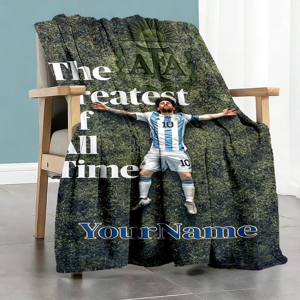 Messi 96 Customize Your Name Blanket Cozy Customizable Blanket Soft & Cozy Suitable for Seaside Chair Sofa Bed for All Occasions