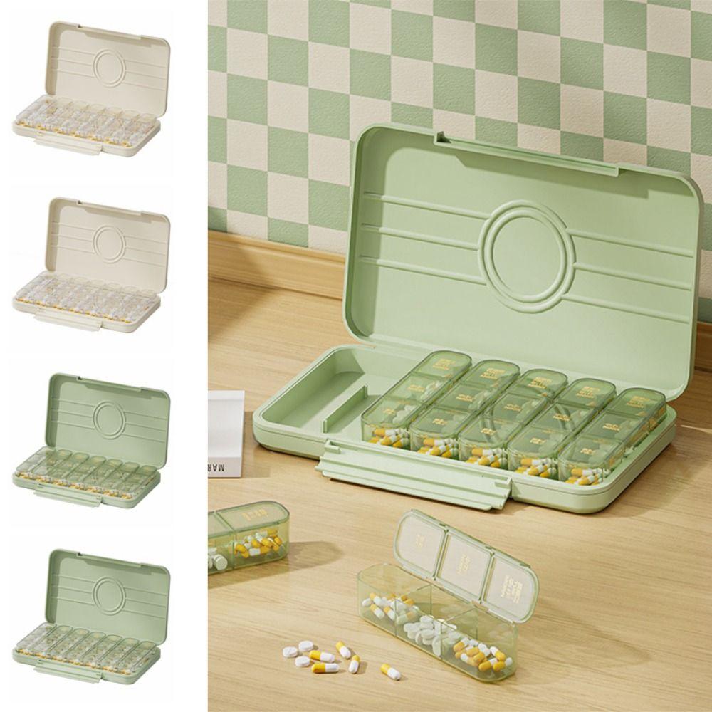 Portable Pill Dispenser Box A Week Sealed Pill Case Easy Open Medicine Storage Containers Outdoor