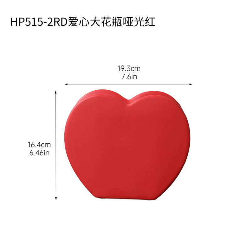 Ceramic Heart-shaped Vase Love Flower Vase Flower Arrangement Accessories Ceramic Handicrafts Red Heart Shape Home Decoration