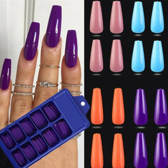 100 шт./компл. наклейки для накладных ногтей, полное покрытие, длинный гроб, искусственный маникюр