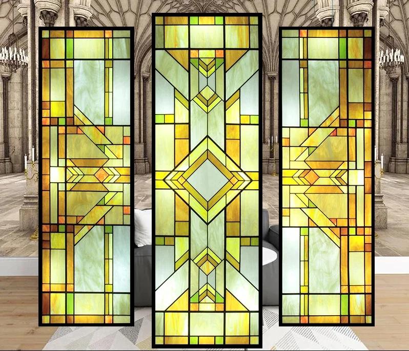 Наклейки на витражные окна, пленка для приватности, церковный стиль, статическое прилипание, декоративные матовые пленки для окон, индивидуальный размер