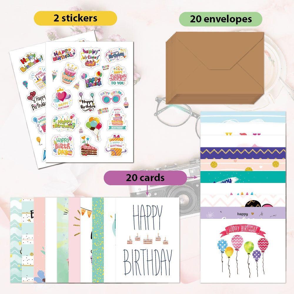 20pcs Blessing Birthday Greeting Card Combination Set Message Cards Birthday Party Gift