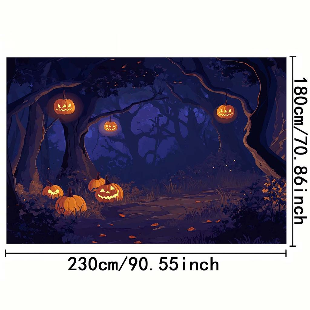 1 Halloween pumpkin forest background with little ghost lights and a dark forest no need for power Halloween decorations