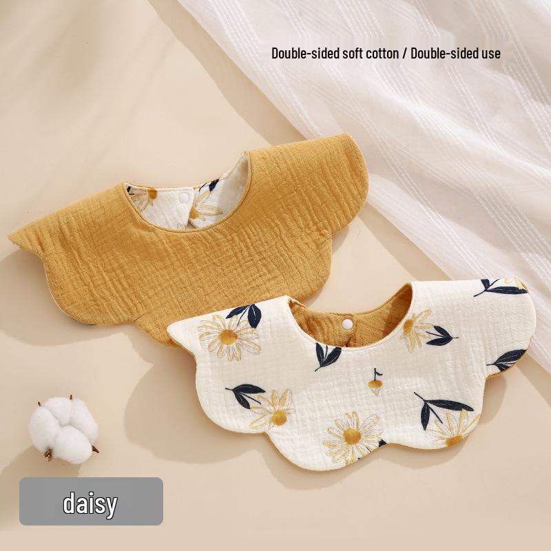 Двусторонний нагрудник для младенцев с вращением на 360°, Хлопковая марля, Всесезонный, Впитывающий, Качество класса А