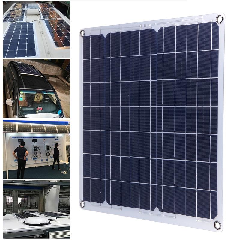 Солнечная панель 50 Вт Автомобильное зарядное устройство Двойные USB-порты Зарядное устройство для улицы Питание с USB-кабелем