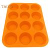 Round Silicone Muffin Mold 12 Cavities Food Grade Easy Release Cake Chocolate Candy Ice Cube DIY Baking Mold Kitchen Supplies