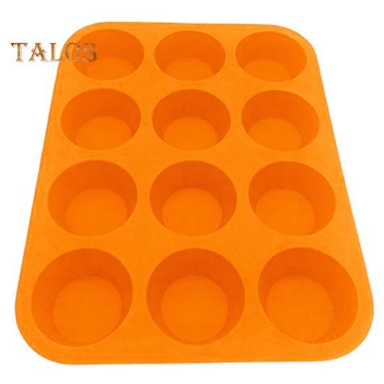 Round Silicone Muffin Mold 12 Cavities Food Grade Easy Release Cake Chocolate Candy Ice Cube DIY Baking Mold Kitchen Supplies