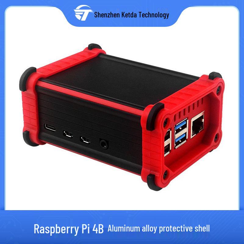 Aluminum Alloy Raspberry Pi 4 Model B Case with Cooling Fan - Drop-proof, Shockproof, Sturdy, and Durable Protective Shell.