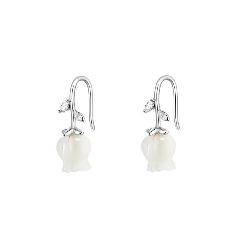 New Fashion Sweet Rose Ear Hook 925 Sterling Silver Jewelry Elegant Flower Earrings 3894