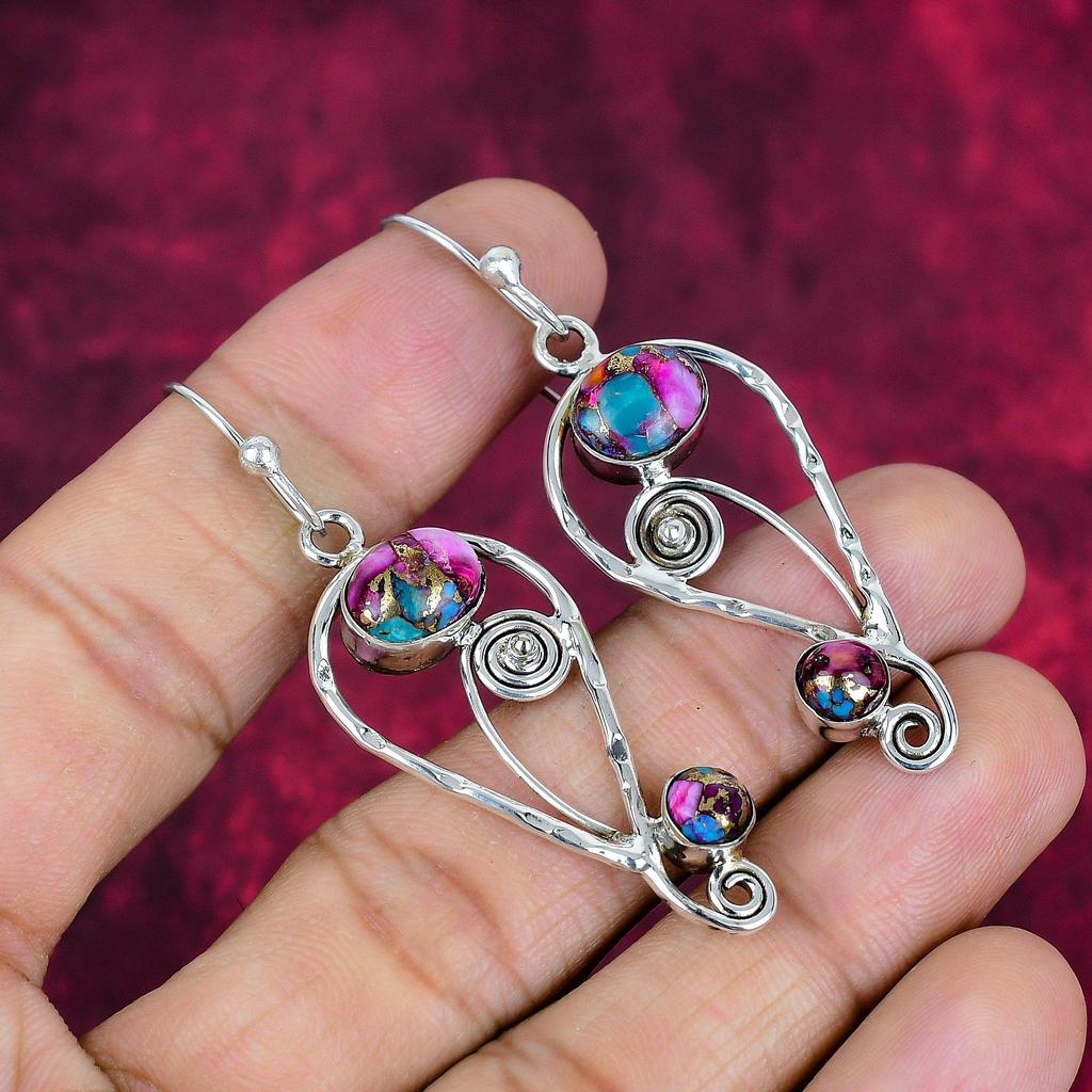 Медные серьги с бирюзой и колючей устрицей, ювелирные изделия из цельного стерлингового серебра 925 пробы с драгоценными камнями, серьги ручной работы, на День памяти