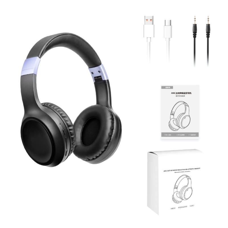 Active Noise Cancelling Headphone Wireless Over Ear Bluetooth-compatible Headphone Deeper Bass for Travel Office