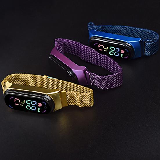 Электронные часы Магнитный светодиодный экран Водонепроницаемые Многофункциональные Регулируемые Прямоугольный циферблат Студенческие часы На каждый день