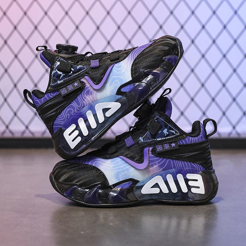 Дышащая и износостойкая кожаная поверхность, сетчатые спортивные туфли с фрикционной подошвой, кроссовки, детские баскетбольные кроссовки, звук, реальный бой, подростки имеют