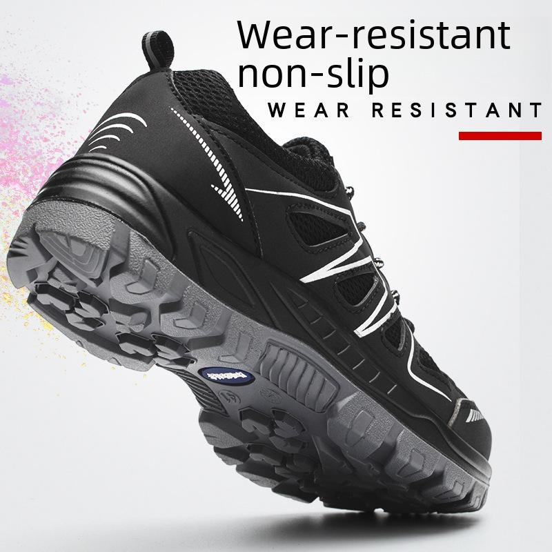 Breathable Mesh Steel Toe Safety Shoes: Fashionable, Anti-Smash, Anti-Puncture, Wear-Resistant Protective Footwear for Work.