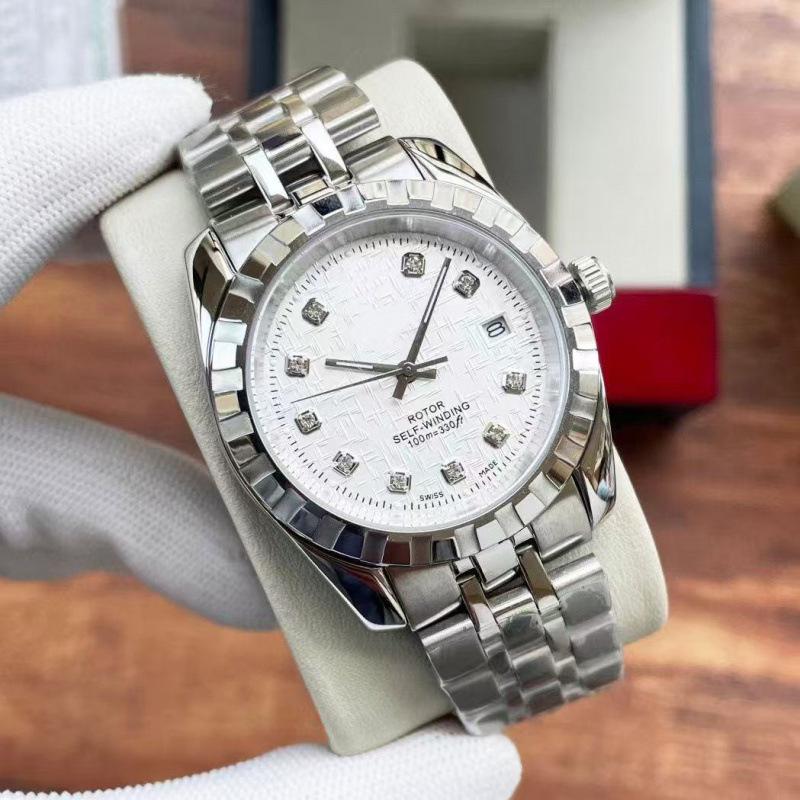 TUD Classic M22010 Men's Automatic Steel Watch with Serrated Bezel & Diamond Inlaid Plaid.