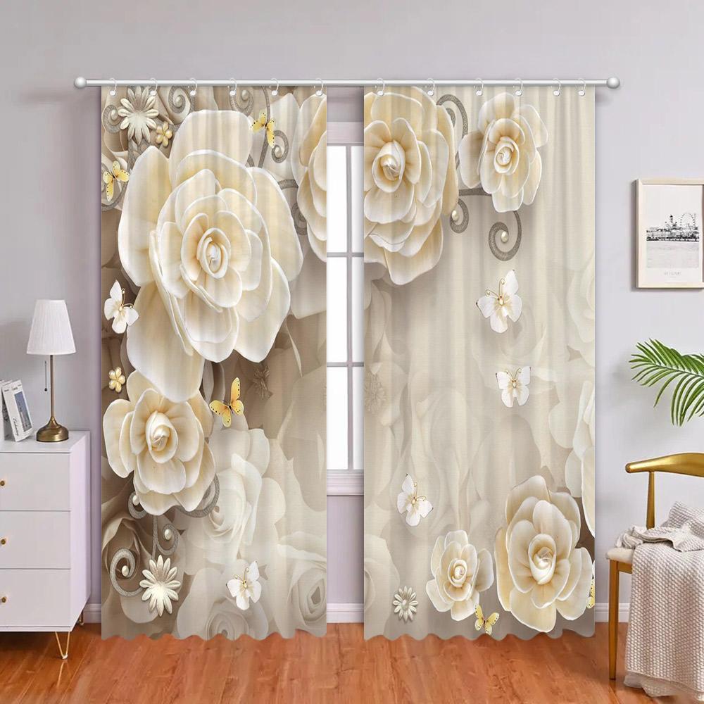 Красивый цветочный ламбрекен Шторы с 3D-печатью Гостиная Спальня Декоративная фоновая ткань Занавеска для ванной комнаты с крючками