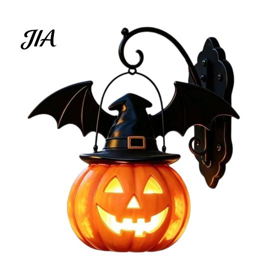 Handmade Three Dimensional Figures Halloween Pumpkin Night Light, Resin LED Dragon Tabletop Lamp, Witch Dark Fairy Tale Table Lamps Hat Black Cat Crow