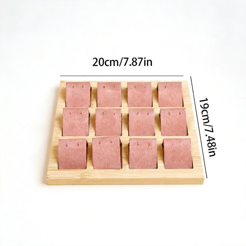 Bamboo Earring Display Stand Easy to Assemble Soft Velvet Lining Multi Slots for Jewelry Shops Home Earring Display Use