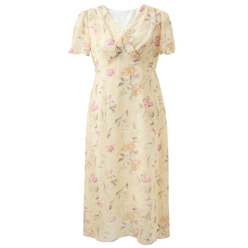 Платье макси Sancai 2025 Summer French Floral с V-образным вырезом и рукавами-буфами