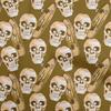 Cotton Flex Dark Mustard Fabric Skull Sewing Material Print Fabric By The Yard 40 Inch