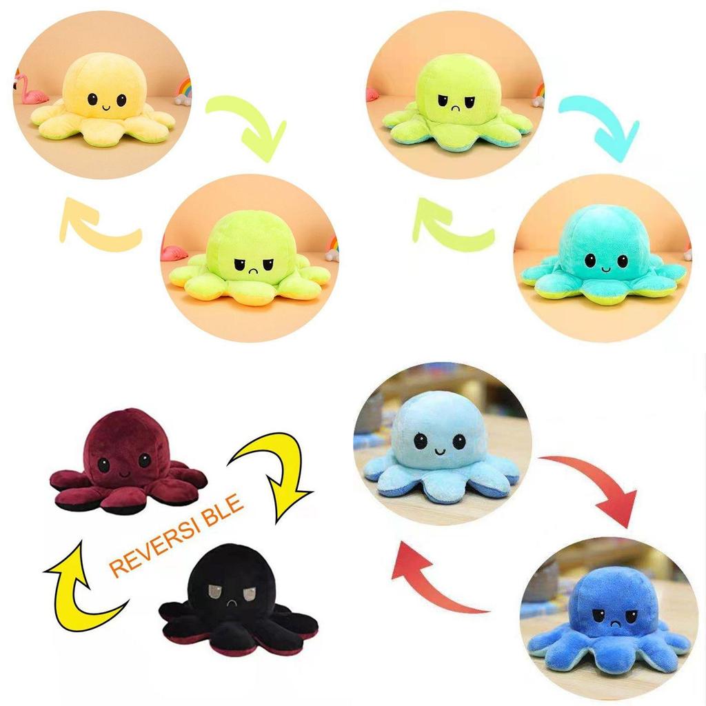 Charming Double-sided Flip Reversible Octopus Plush Toy For Marine Life Enthusiasts