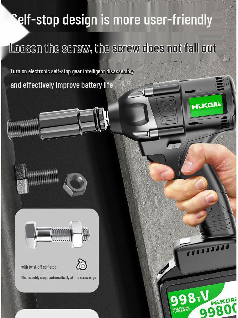 High Torque Brushless Impact Wrench, Rechargeable Lithium Battery, for Scaffolding, Woodworking, Auto Repair, and Socket Applications