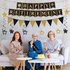 Retirement Party Decorations Black and Gold Happy Retirement Banner Gold Glitter Pennant Flag Banner Star Hanging Swirls and Sash Retired Party