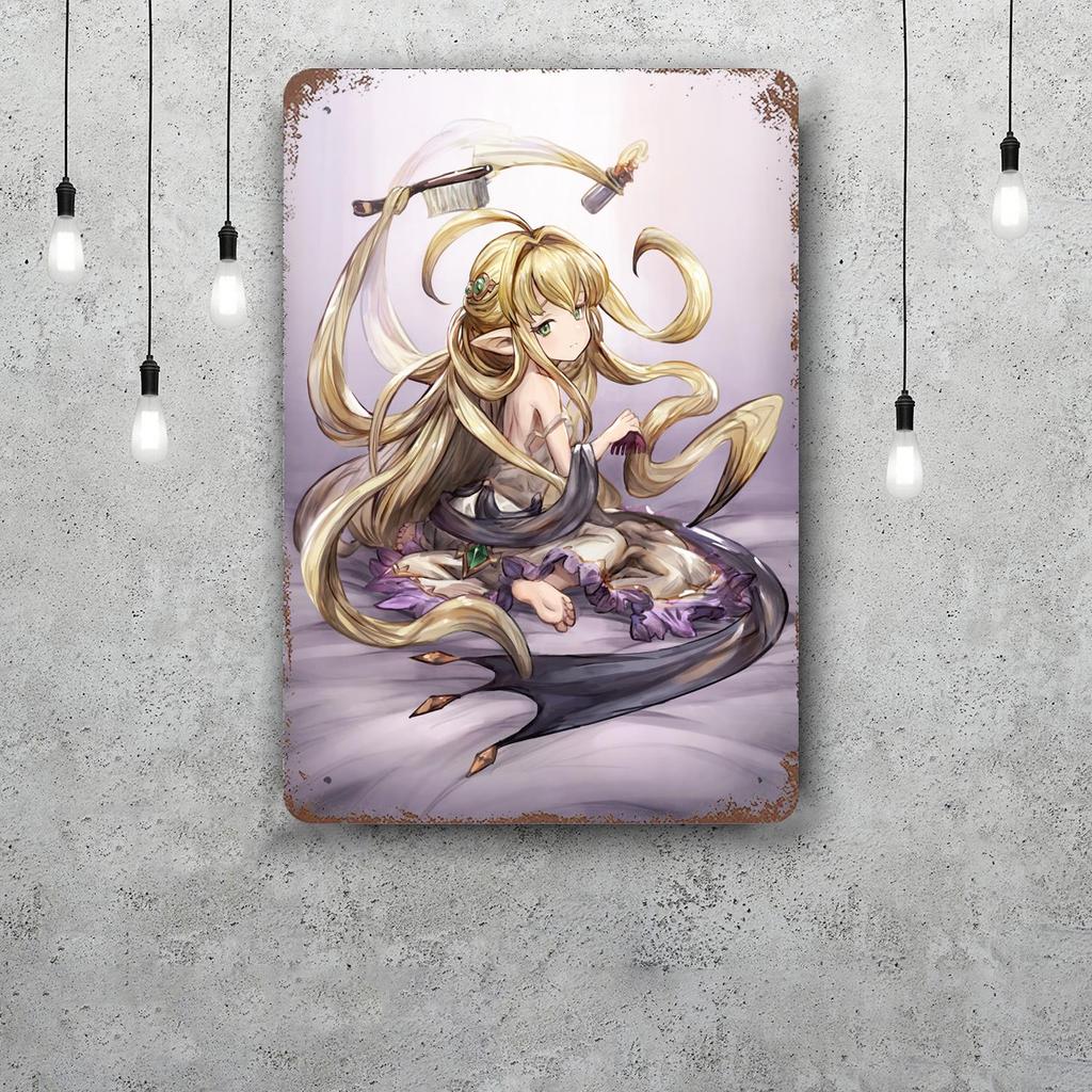 Мультяшный плакат-декор Granblue Fantasy Винтажная жестяная табличка Металлическая табличка Декоративная табличка для паба Бара Мужской комнаты Клуба Настенное украшение