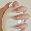 24 Pcs Long Style Gradual Change Nude Wear Nail Temperament Blush Nail Art Piece Clean and White Minimalist Pure Want