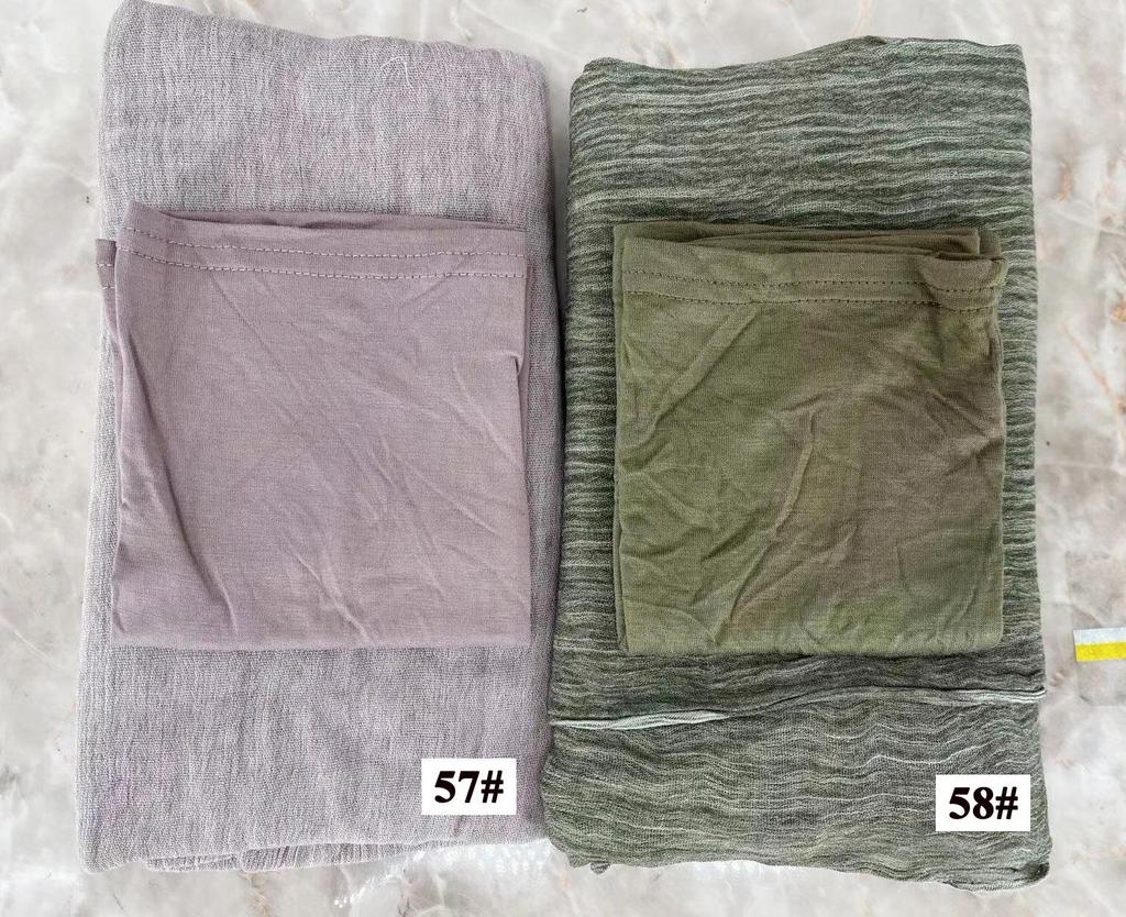 Набор шарфов для головы из раона с tie-dye и выраженной текстурой: Мягкий, Мятый, Мусульманский Шарф в Винтажном Стиле