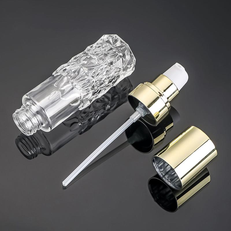 1pcs 50ml Press Pump Empty Refillable Glass Bottles Leakproof Cosmetic Containers For Serums Lotions Skincare Durable