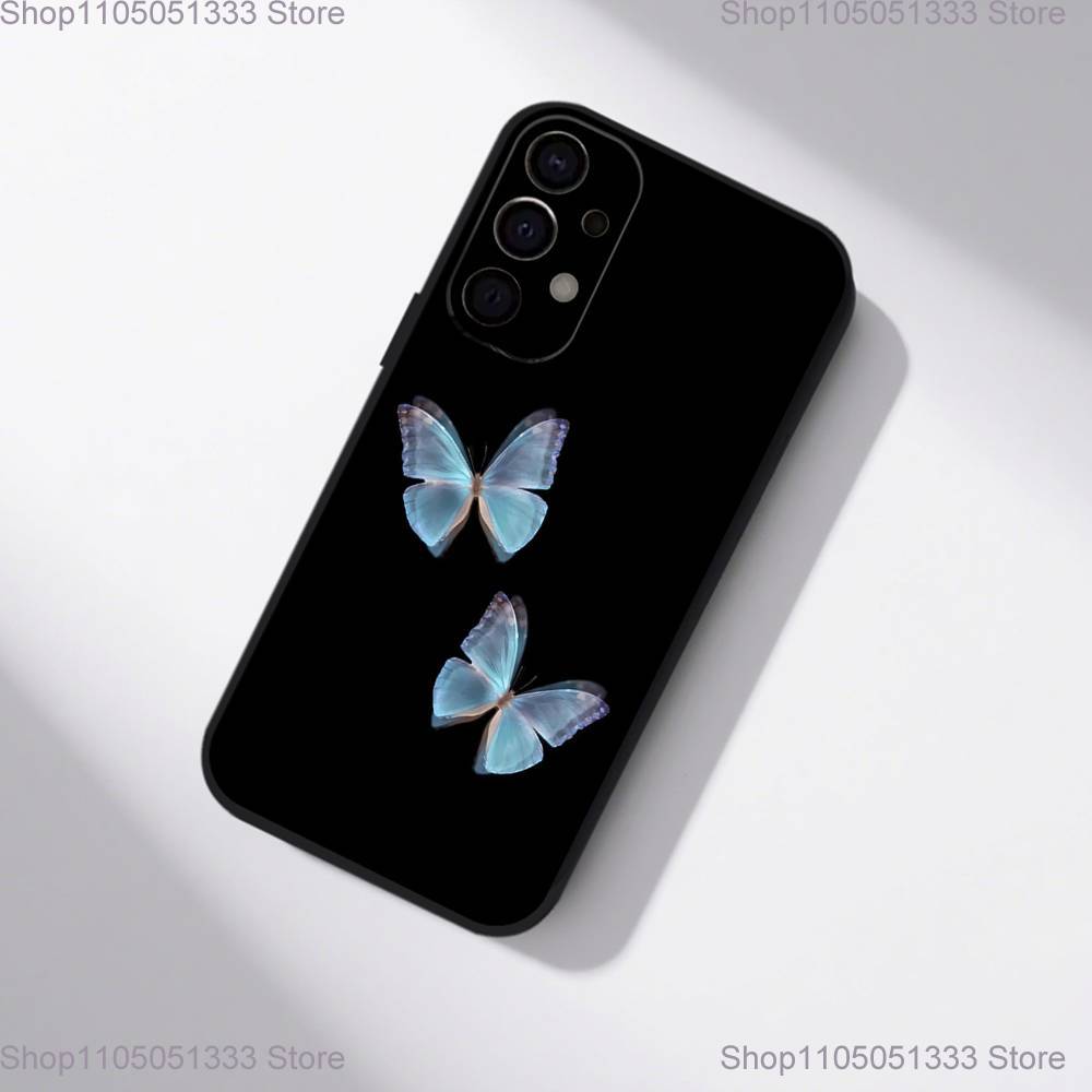 Drift Sand Butterfly Phone Case For Samsung S25,S24,S21,S22,S23,S30,Ultra,S20,Plus,Fe,Lite,5G Black Cover