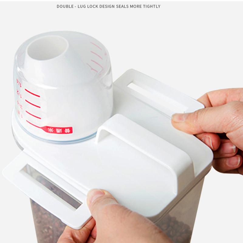 Бытовой ящик для хранения стирального порошка портативный большой пластиковый с мерным стаканом